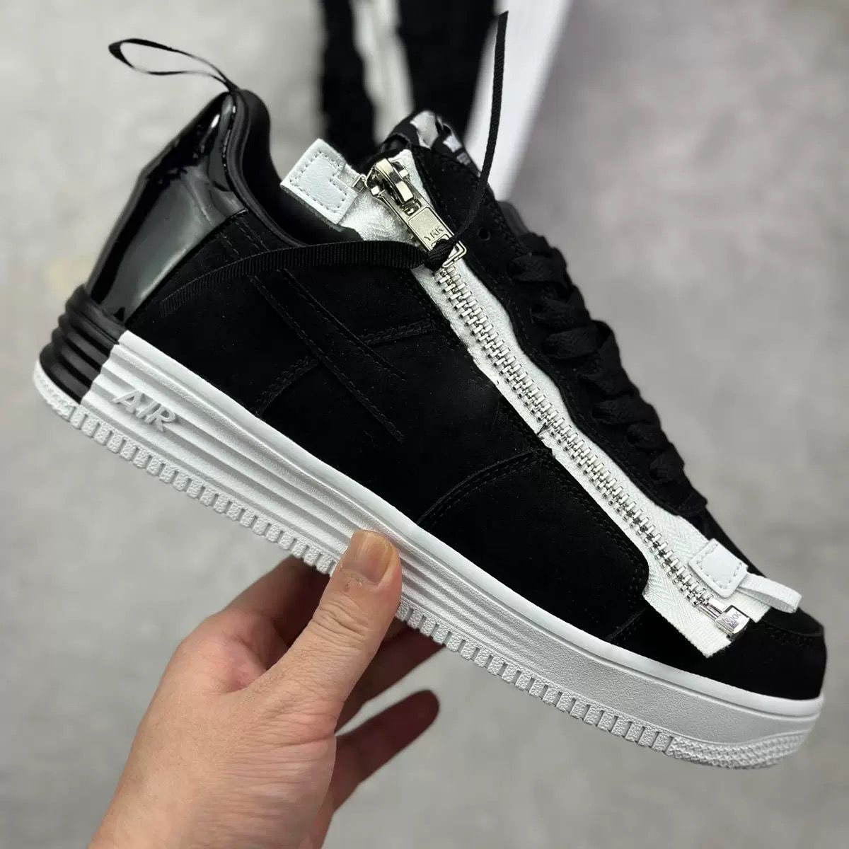 Nike Lunar Force 1 Zip Black Suede / White Zip