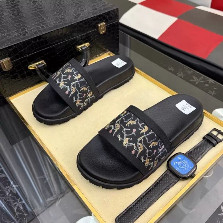Gucci Print Slide Black / Monkey Print
