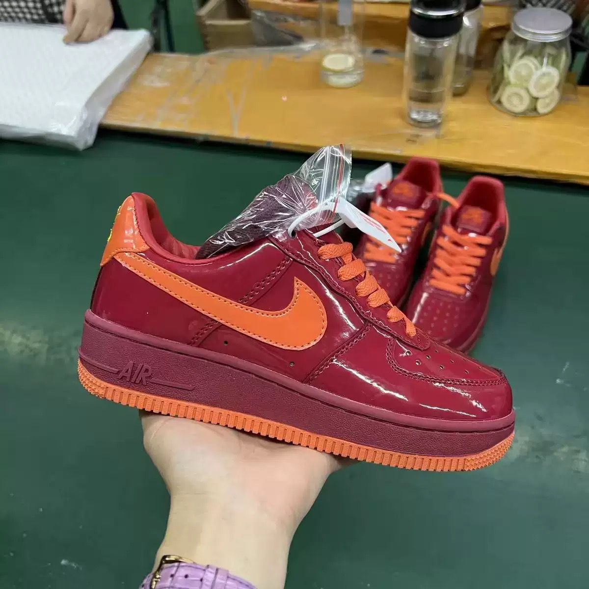 Nike Air Force 1 Low Burgundy Patent / Orange