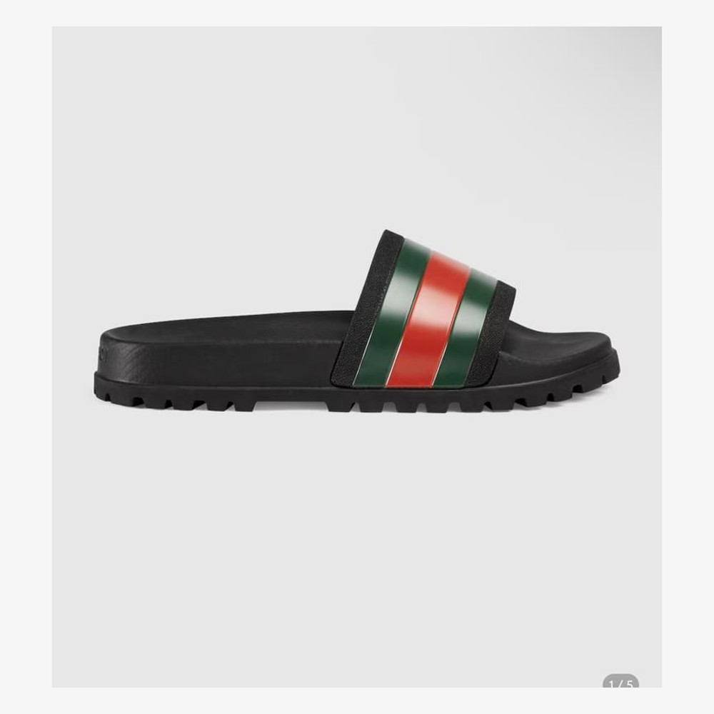 Gucci Slide Sandal Black / Web Stripe